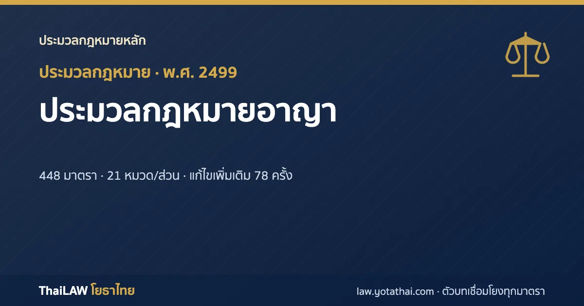 ปกกฎหมาย: ประมวลกฎหมายอาญา — ประมวลกฎหมาย 448 มาตรา