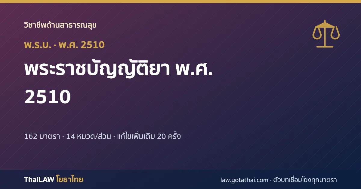 ปกกฎหมาย: พระราชบัญญัติยา พ.ศ. 2510 — พระราชบัญญัติ 162 มาตรา