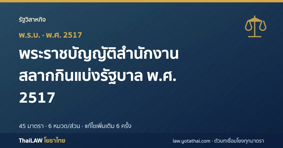 ปกกฎหมาย: พระราชบัญญัติสำนักงานสลากกินแบ่งรัฐบาล พ.ศ. 2517 — พระราชบัญญัติ 45 มาตรา