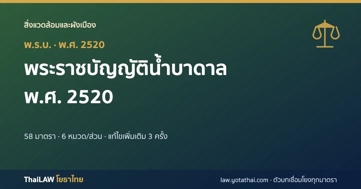 ปกกฎหมาย: พระราชบัญญัติน้ำบาดาล พ.ศ. 2520 — พระราชบัญญัติ 58 มาตรา